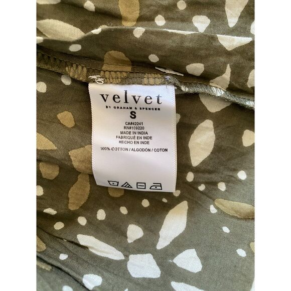 Velvet by Graham & Spencer Katarina Hunter Green Printed Boho Dress Pockets S - Picture 9 of 13